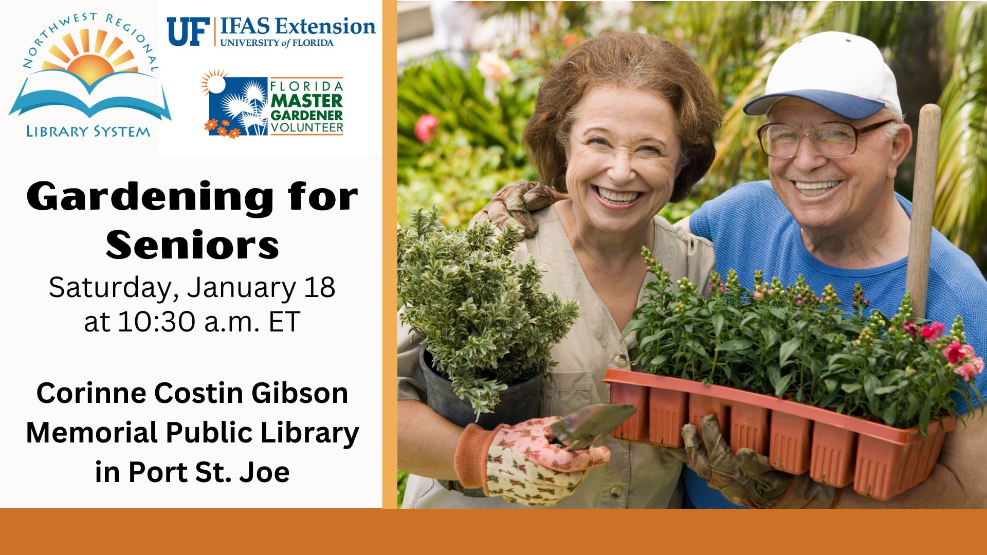 Seniors holding plants